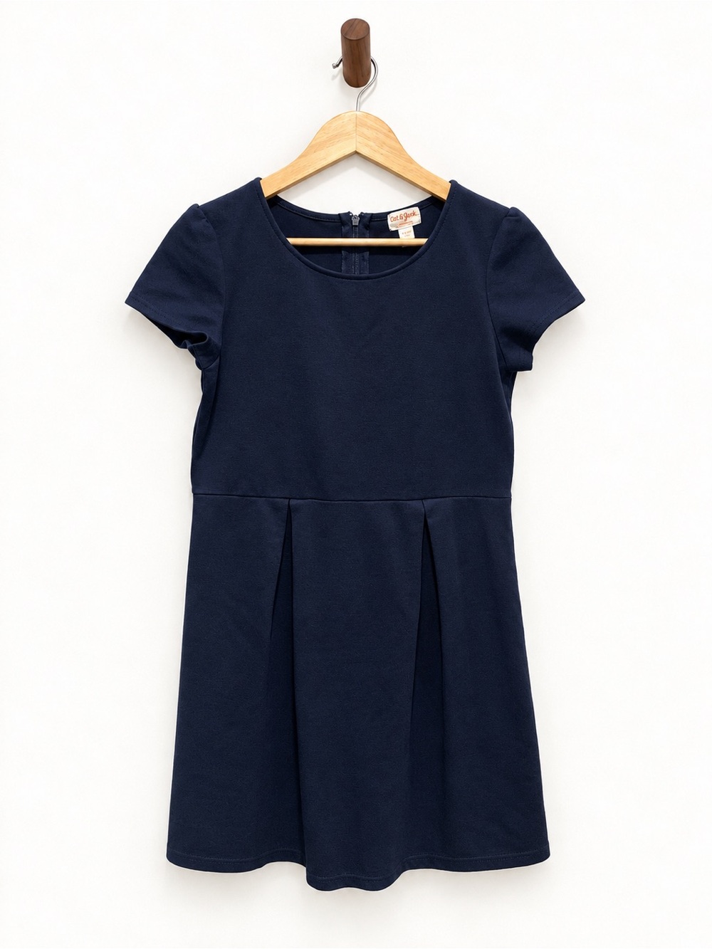 Cat & Jack Navy Blue School Uniform Dress Girls XL 14/16 Short Sleeve Pleated